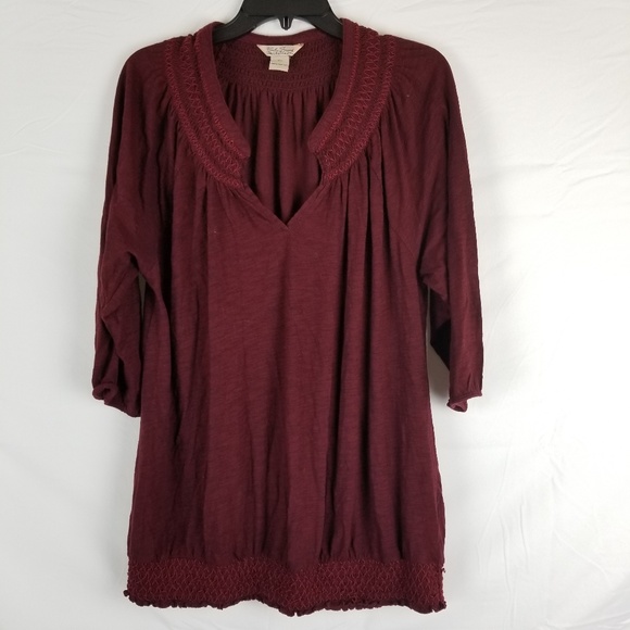 Lucky Brand Tops - Lucky Brand Burgundy Embroidered Top Size 2X